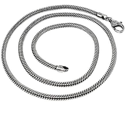 Mens, Womens Heavy 3.4mm Oxidised Silver Snake Chain Necklace 925 Sterling Silver