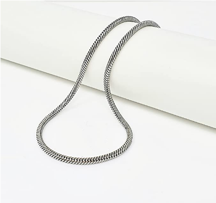 Mens, Womens Heavy 3.4mm Oxidised Silver Snake Chain Necklace 925 Sterling Silver
