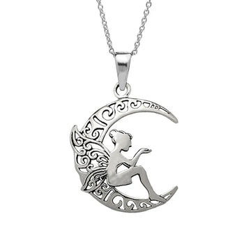 925 Sterling Silver Fairy Guardian Angel Pendant Necklace For Women