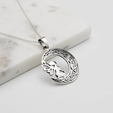 925 Sterling Silver Fairy Moon Necklace Pendant For Women