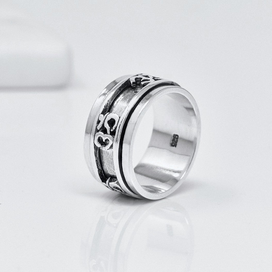 Om Spinning Ring Sterling Silver