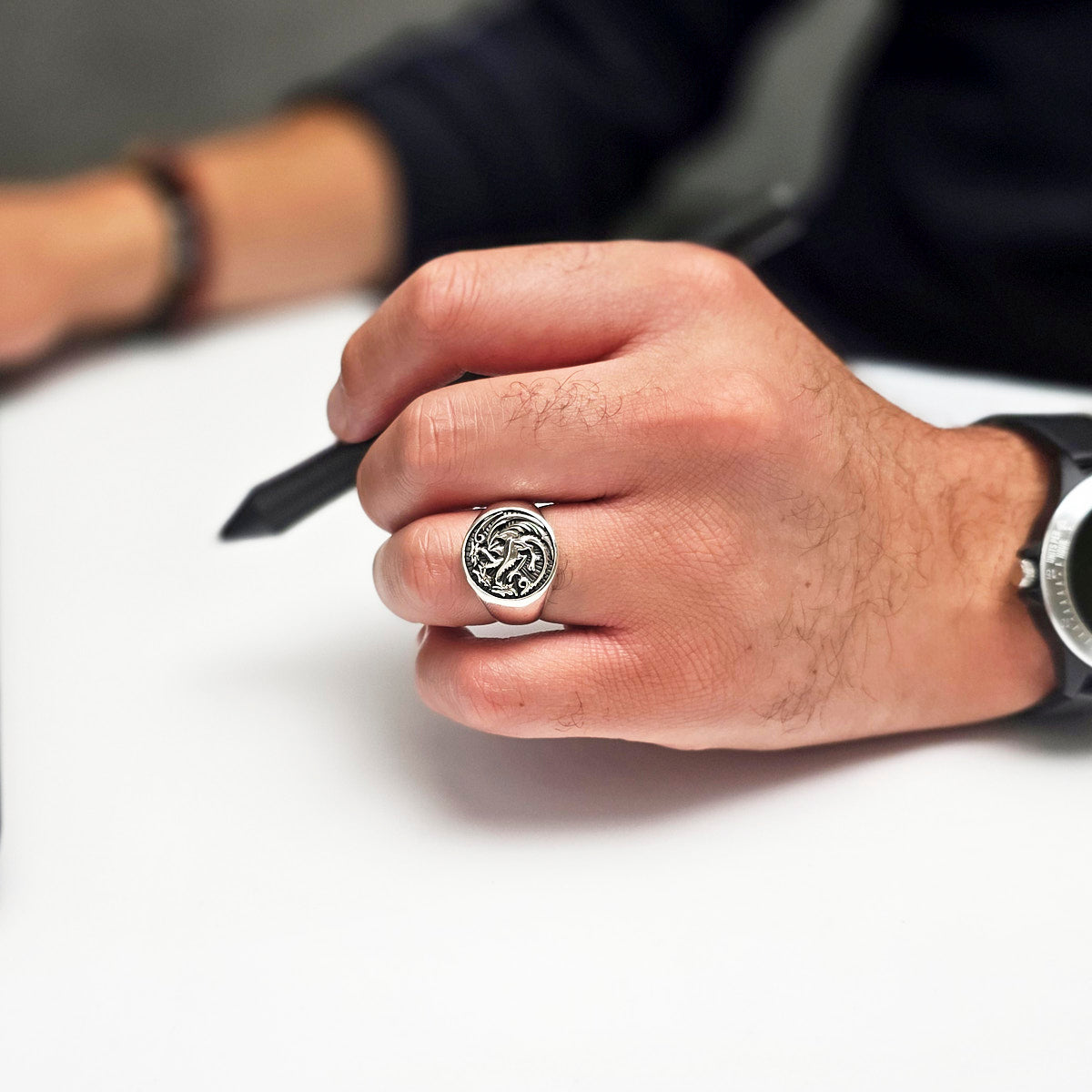 Sterling Silver Ring Dragon