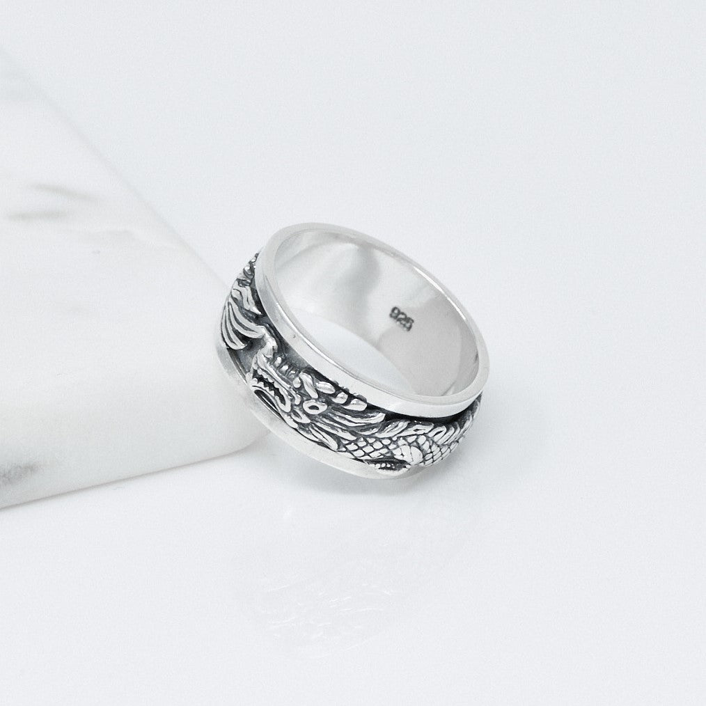 Dragon Spin Ring Sterling Silver 