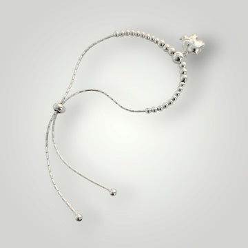 silver beaded bracelet for women elephant charm adjustable