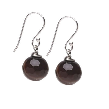 Womens Handmade Natural Brown Agate Dangle Drop Earrings