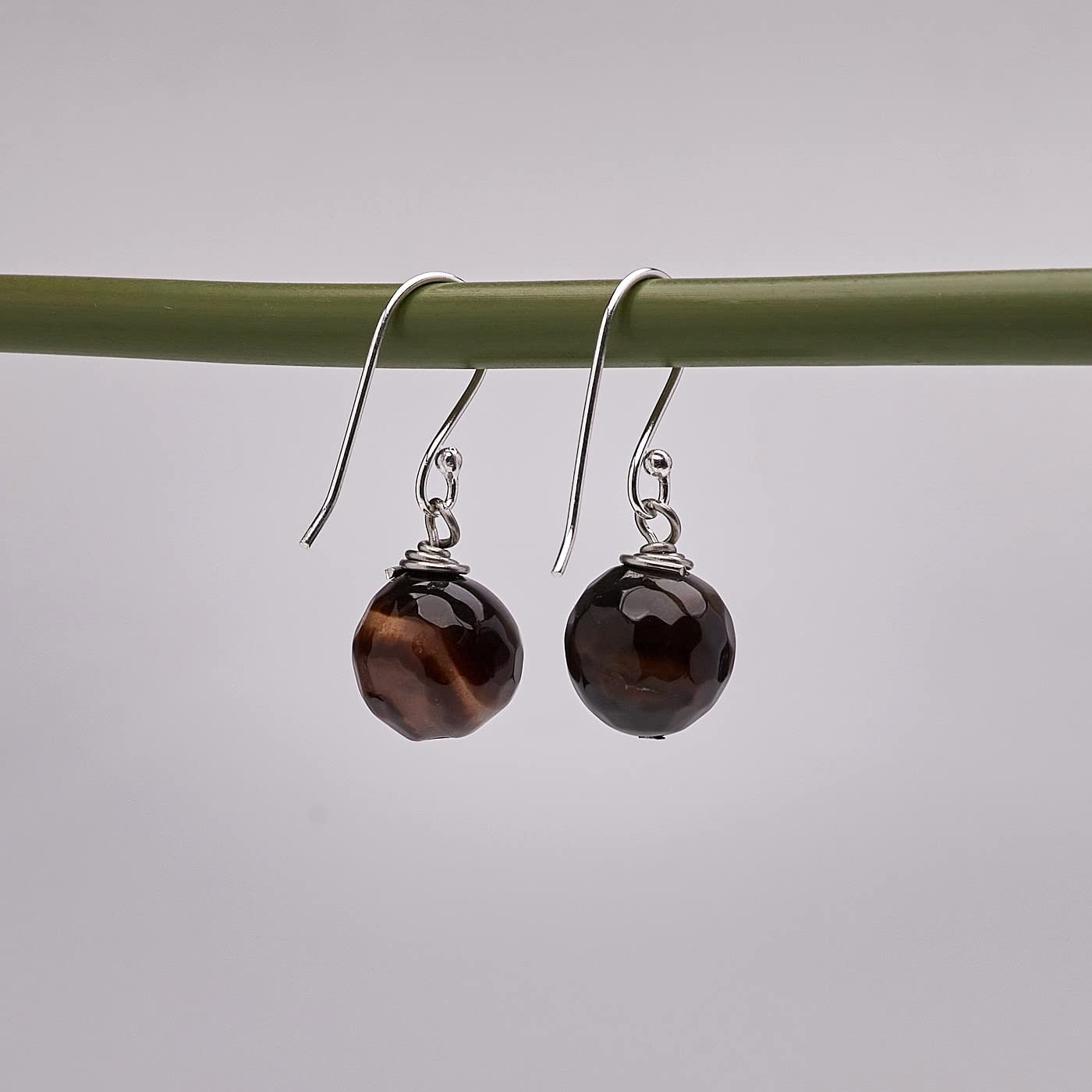Gorgeous Womens Handmade Natural Brown Agate Dangle Drop Earrings