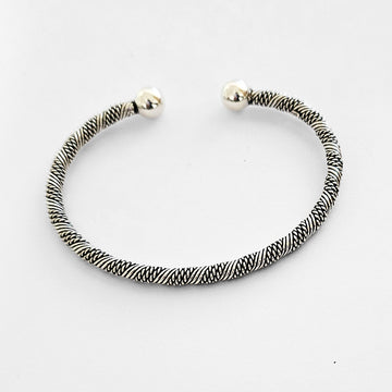 Elegant Twisted Silver Bangle – Solid 925 Sterling Jewelry