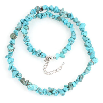 Stunning Blue Turquoise Gemstone Chips Necklace and Bracelet