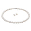 White 46cm Freshwater Pearl Necklace And 8mm Earrings Set For Women