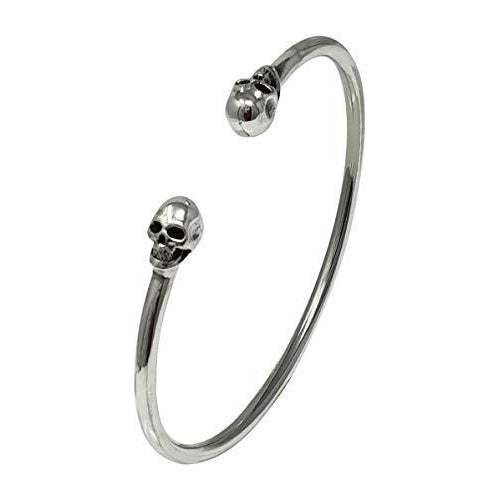 Sterling Silver 3mm Skull Heads Bangle Bracelet For Women And Men ...