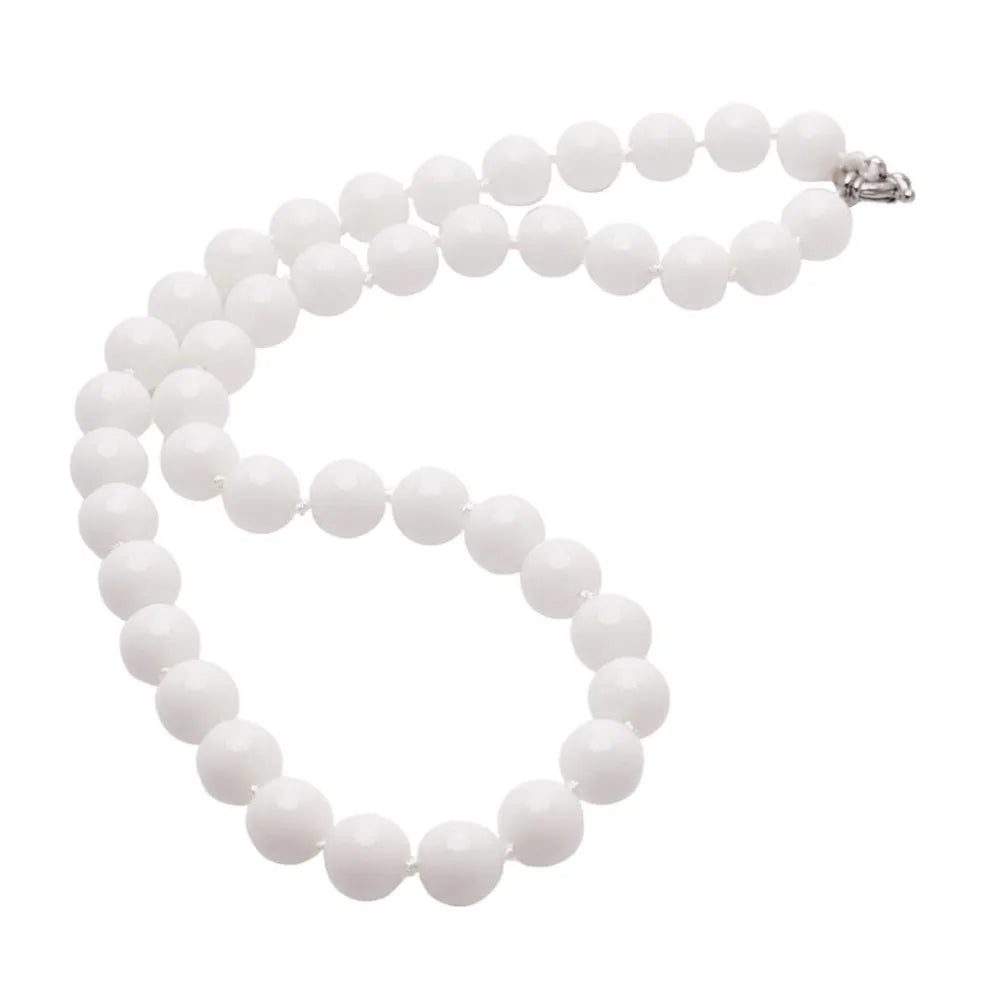 Womens White Shell Beaded Necklace With Magnetic Clasp
