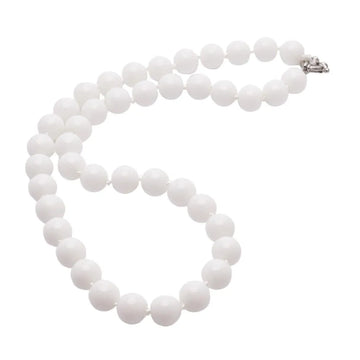 Womens White Shell Beaded Necklace With Magnetic Clasp