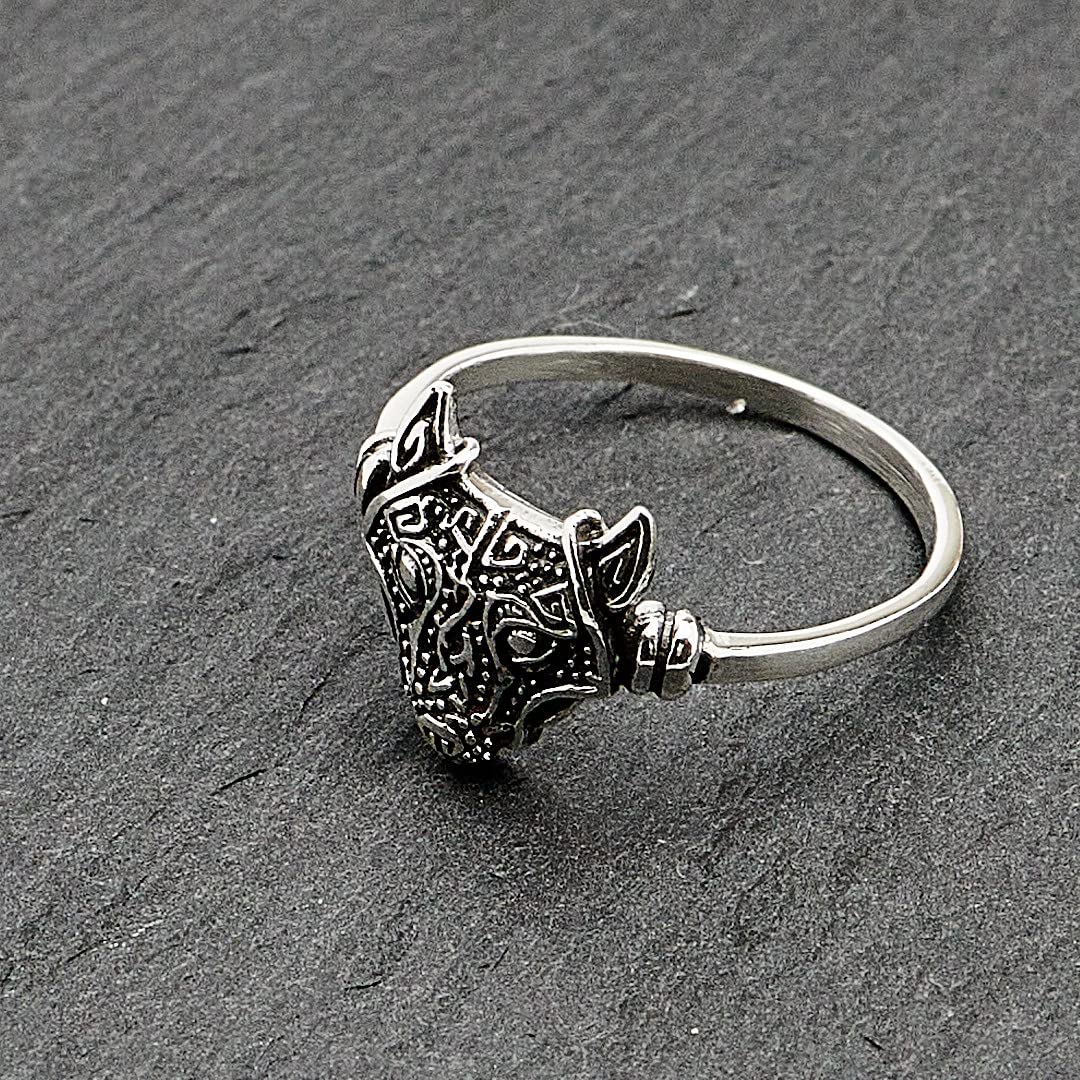 Unique Womens Wolf Head Ring 925 Sterling Silver