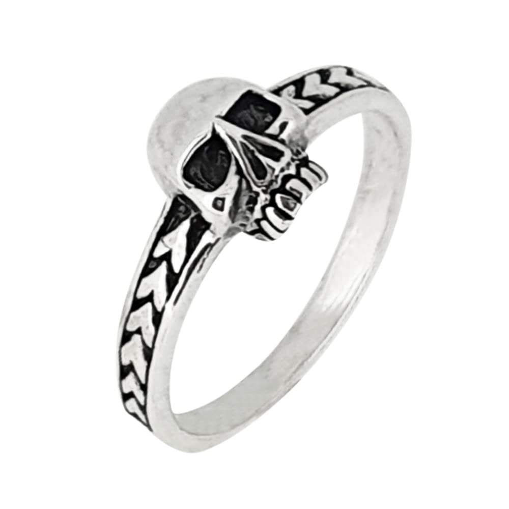 Womens 925 Delicate Sterling Silver Skull Ring