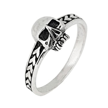 Womens 925 Delicate Sterling Silver Skull Ring