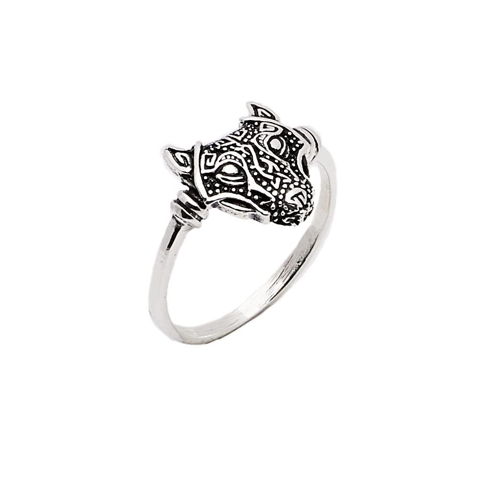 Womens Wolf Head Ring 925 Sterling Silver