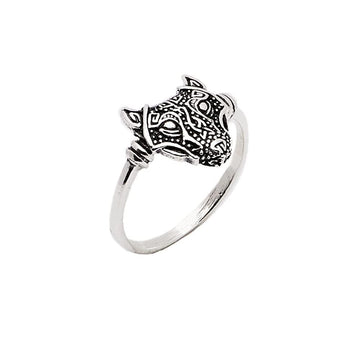 Womens Wolf Head Ring 925 Sterling Silver