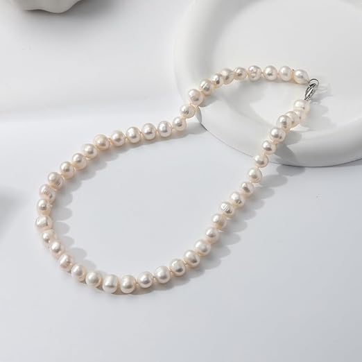 white pearl necklace for women girls