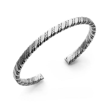 twisted silver bangle for men