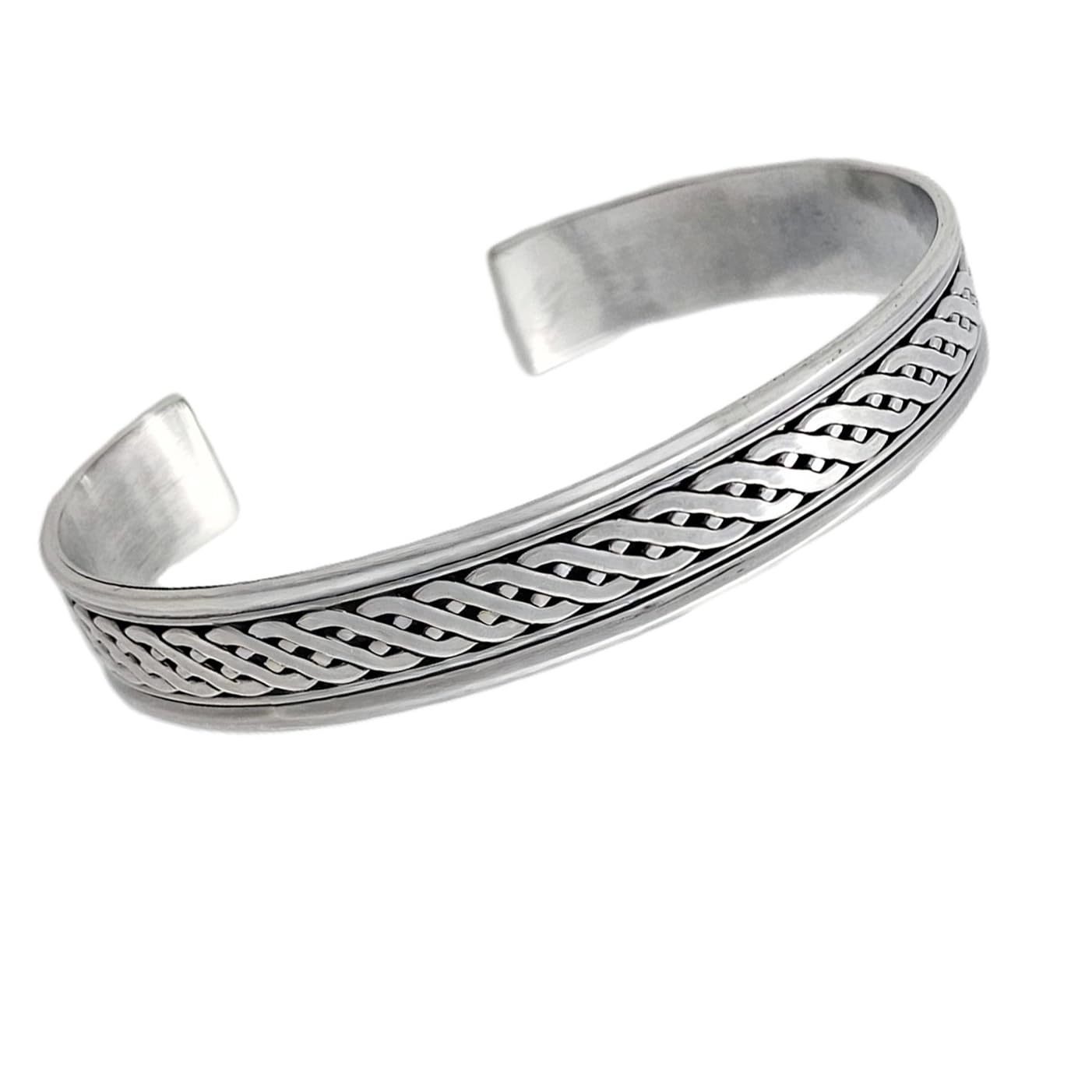 men's open cuff bangle silver