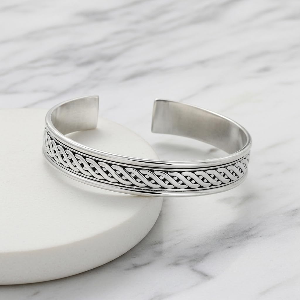 Celtic silver bangle cuff wristband
