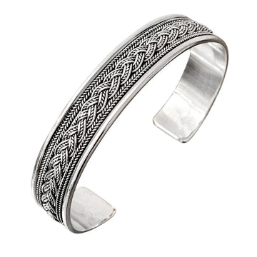 Silver cuff bangle for men celtic design