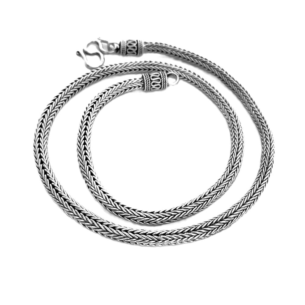 Chunky heavy solid bali silver chain necklace for men women