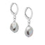 Grey pearl earrings drop hoop