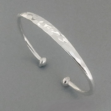 Womens Hammered 925 Sterling Silver Torque Bangle Bracelet – Gift for Her