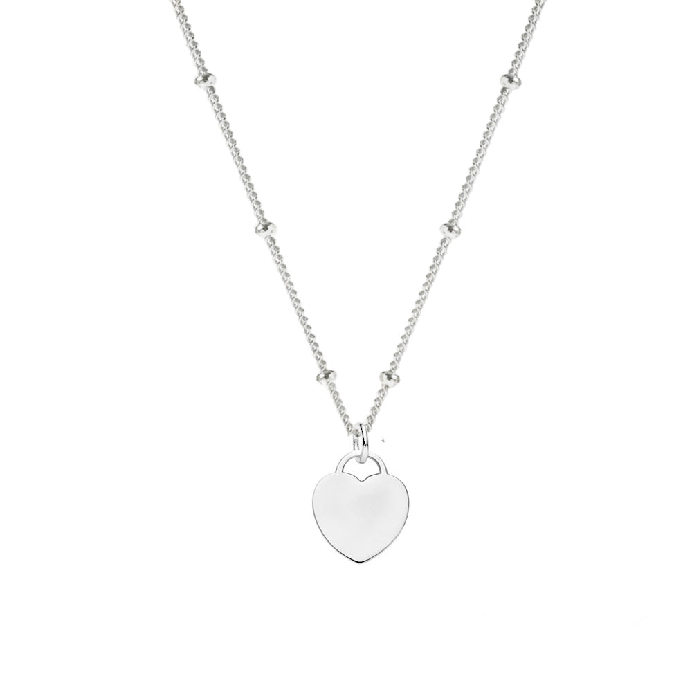 womens silver necklace heart charm pendant 