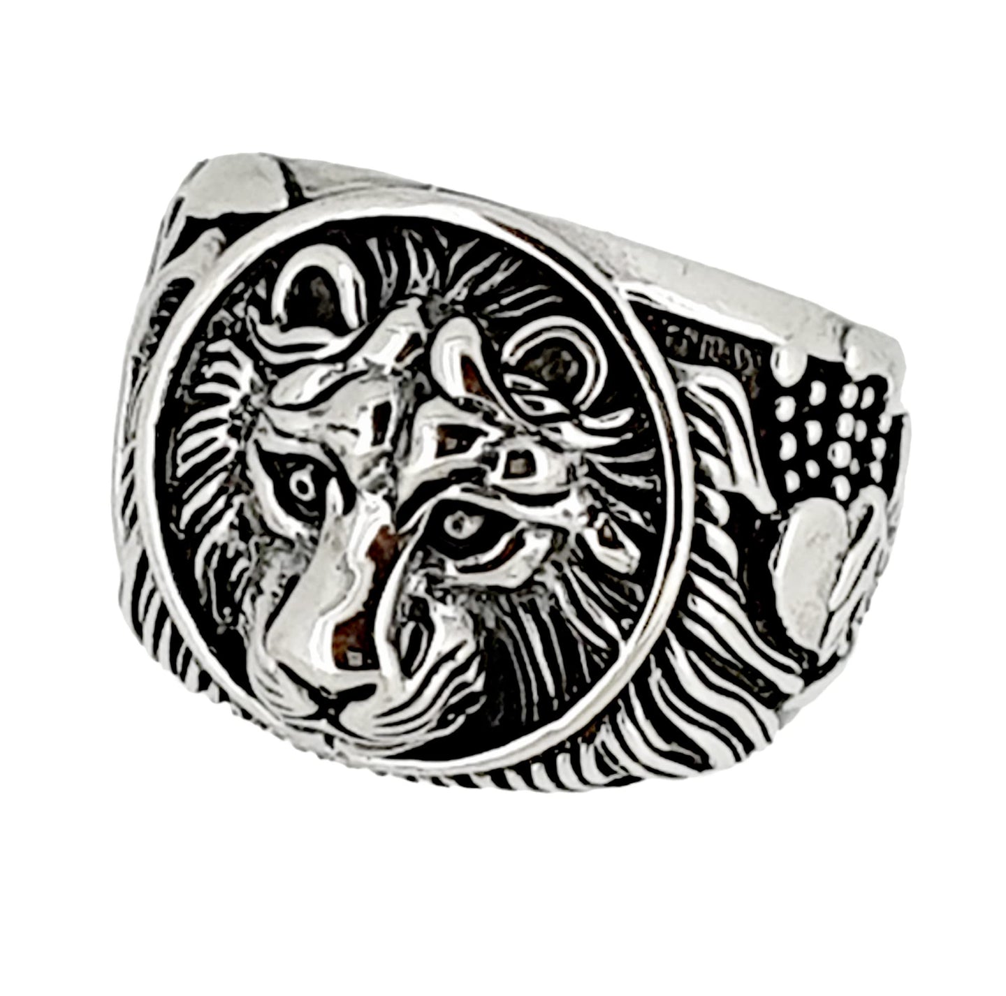 lion silver ring for men