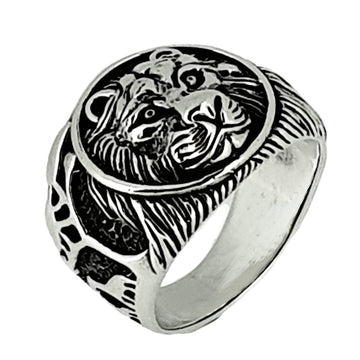 lion silver ring for men