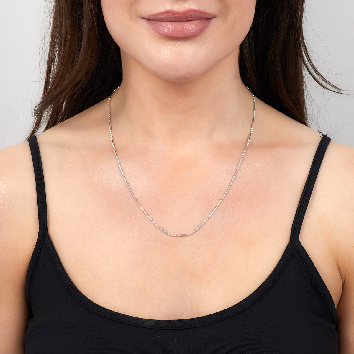 Dainty 925 Sterling Silver Beaded Necklace | Choker Stack/Layering Necklace for Women and Girls Length from 16-26IN