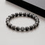 Handmade Natural Gemstone and Stainless Steel Contrast Bracelet for Men, Elastic Stretchy
