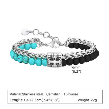 mens beaded bracelet adjustable gift for him