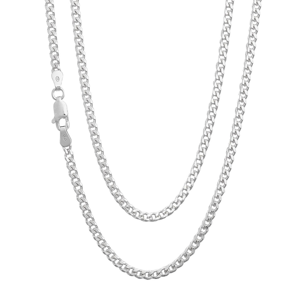 3mm silver curb chain for men women