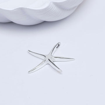 large plain starfish silver pendant 