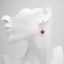 Women’s red agate drop earrings 10mm gemstone beads