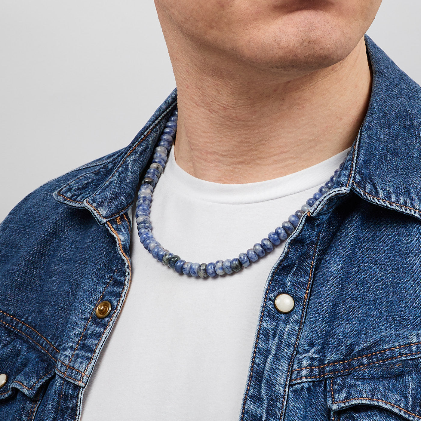 Handmade Mens Natural Rondelle  gemstone beaded necklace