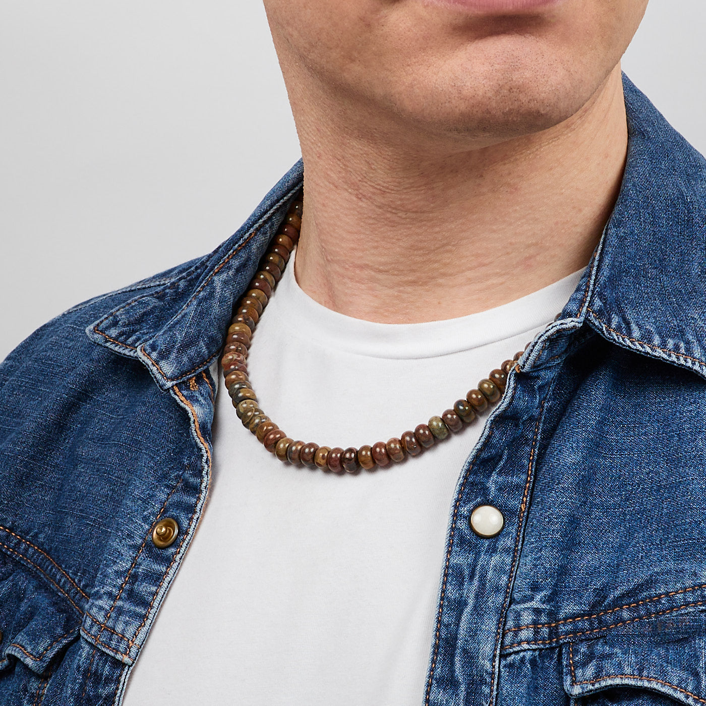 Handmade Mens Natural Mahogany Obsidian Beaded Necklace