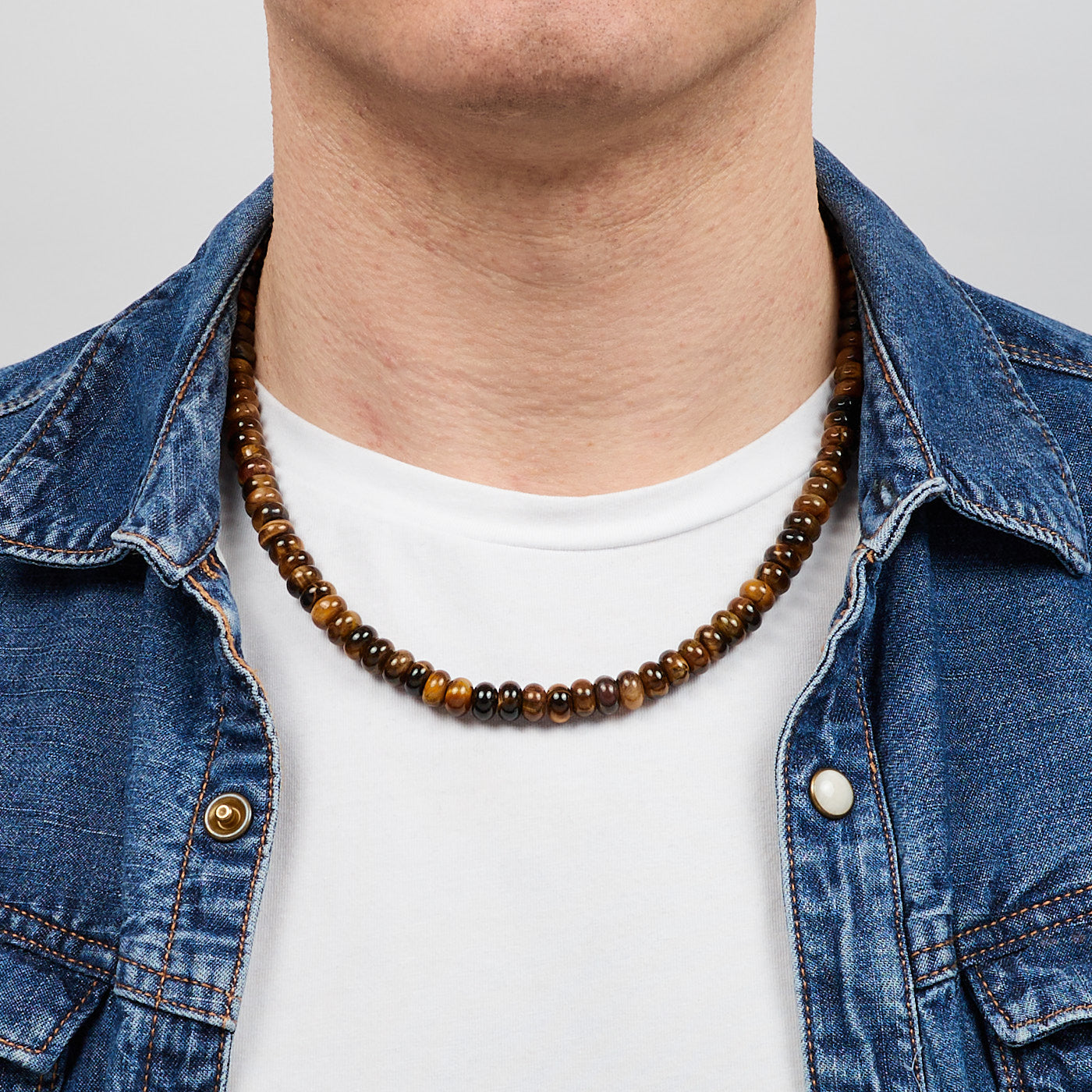Brown Tigers Eye Beaded Necklace for men
