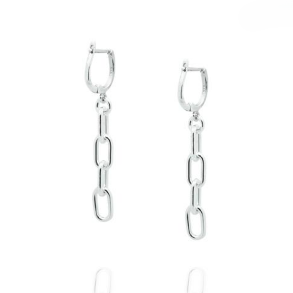 silver links chain earrings