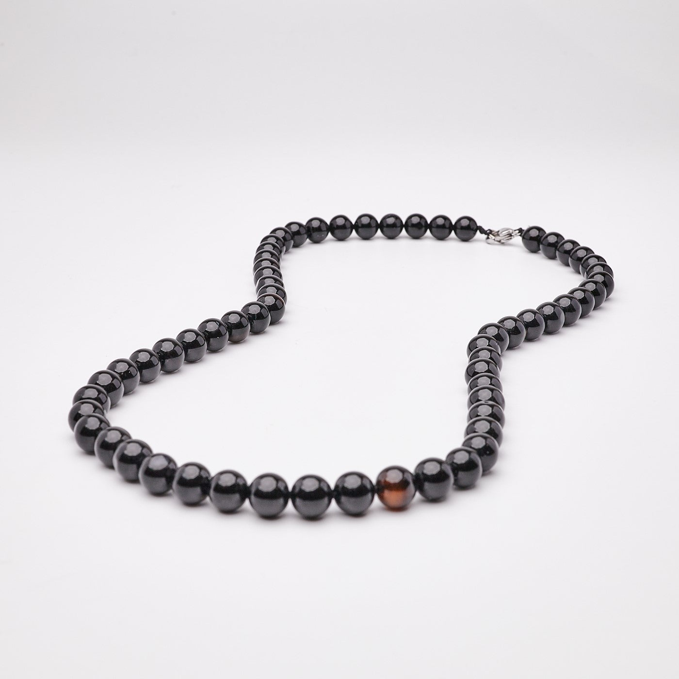Handmade Mens Black Onyx Beaded Necklace 
