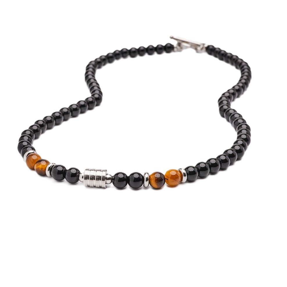 Mens Handmade Natural Black Onyx Gemstone Beaded Necklace