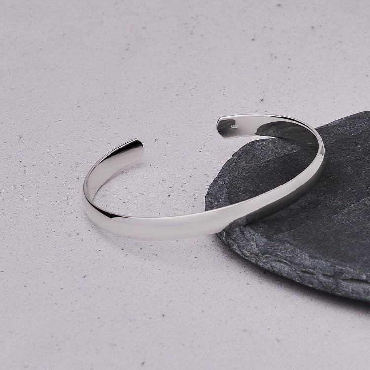 womens classic plain silver bangle