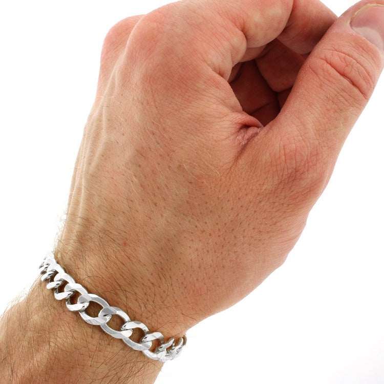 Mens silver curb on sale bracelets