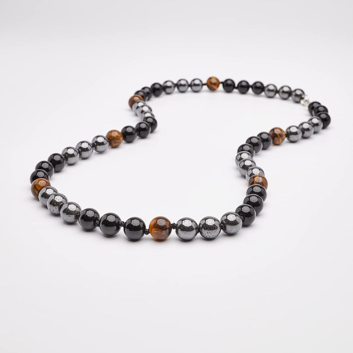 Emporio Armani Grey-Tone Stainless Steel Beaded Necklace