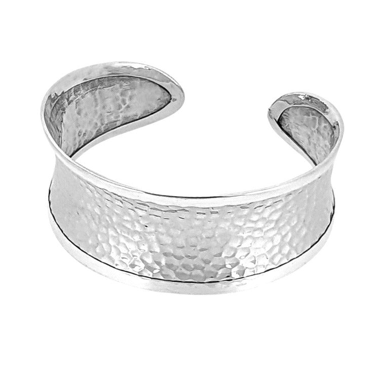 Women's Silver Hammered Cuff Bangle, Sterling Silver | TreasureBay